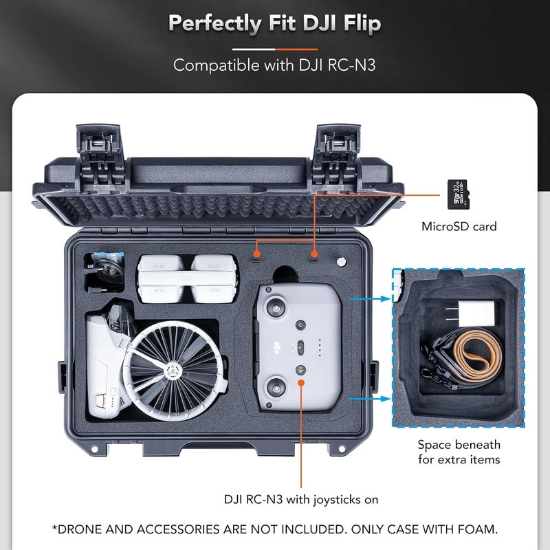Lykus Titan FP110 Waterproof Hard Case for DJI Flip Drone and DJI RC 2/RC-N3, Support Up to 7 batteries [CASE ONLY] - Image 3